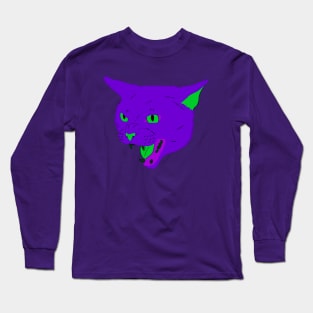 Vaporwave Cat - Vibrant Purple Long Sleeve T-Shirt